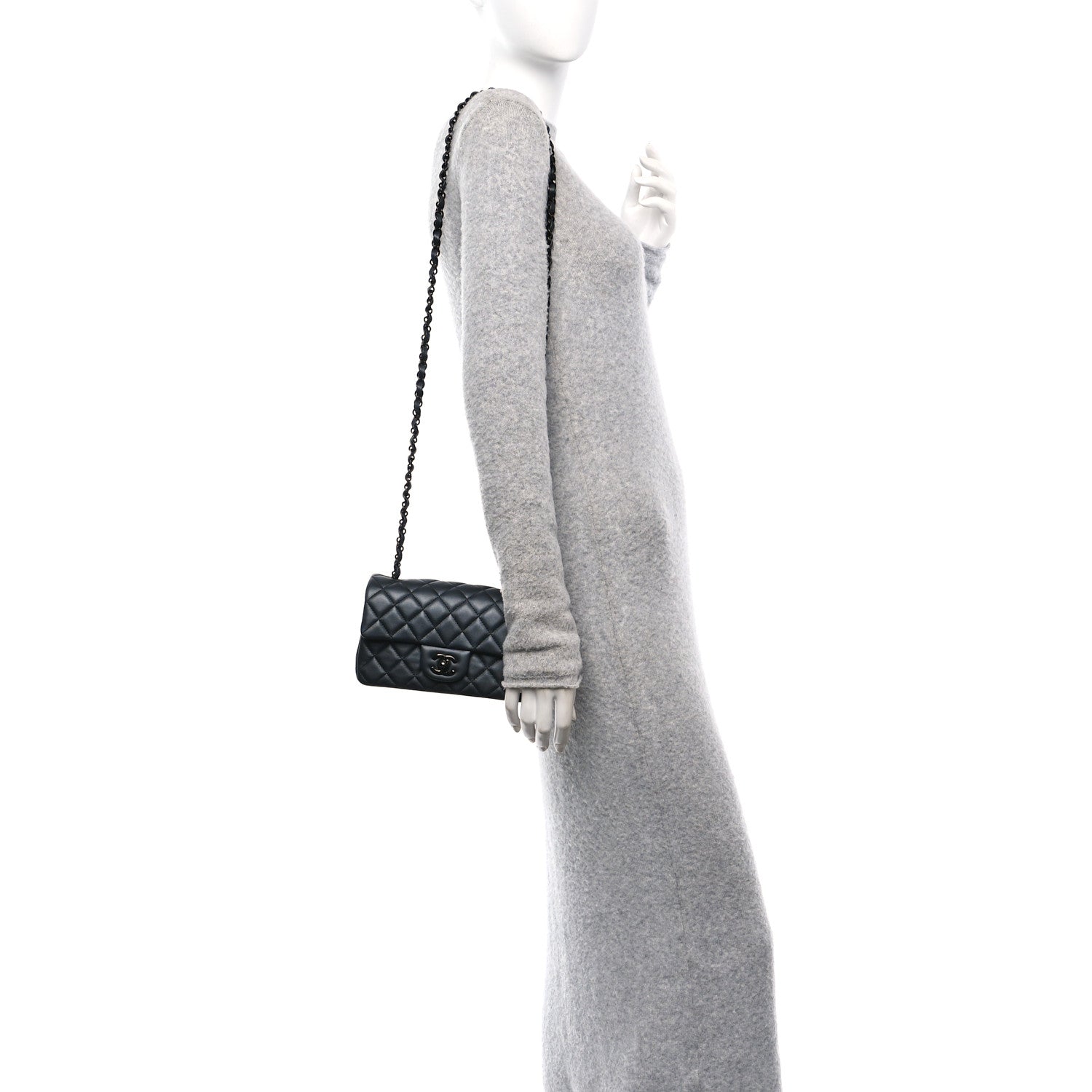 Chanel Lambskin Quilted Mini Rectangular Flap So Black 2 of 10