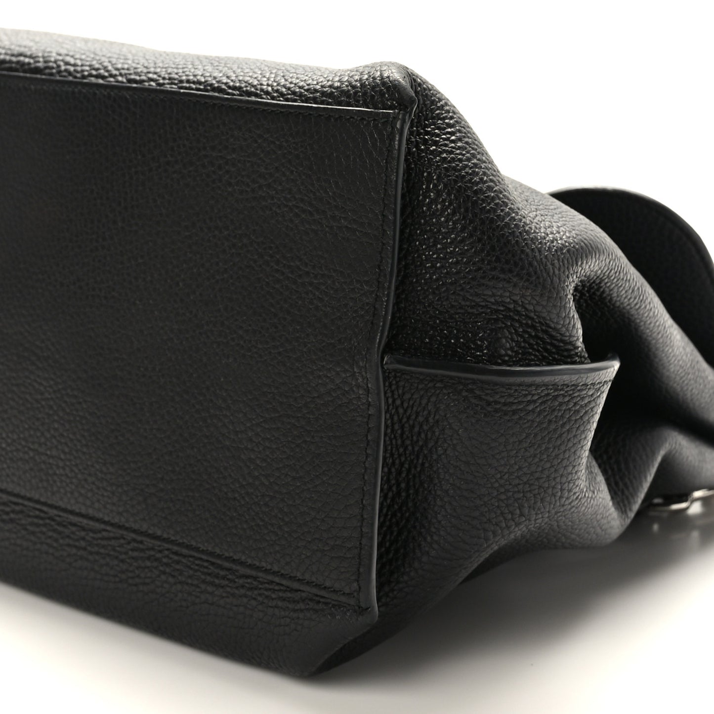 Pebbled Calfskin Large Bamboo Daily Top Handle Bag Black