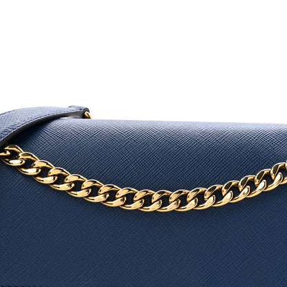 Prada Saffiano Flap Shoulder Bag Bluette 8 of 13