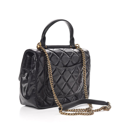 Chanel Calfskin Quilted Medium Gold Bar Top Handle Flap Black 3 of 9