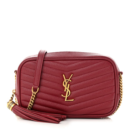 Saint Laurent Grain De Poudre Matelasse Monogram Mini Lou Camera Bag Opyum Red 1 of 10