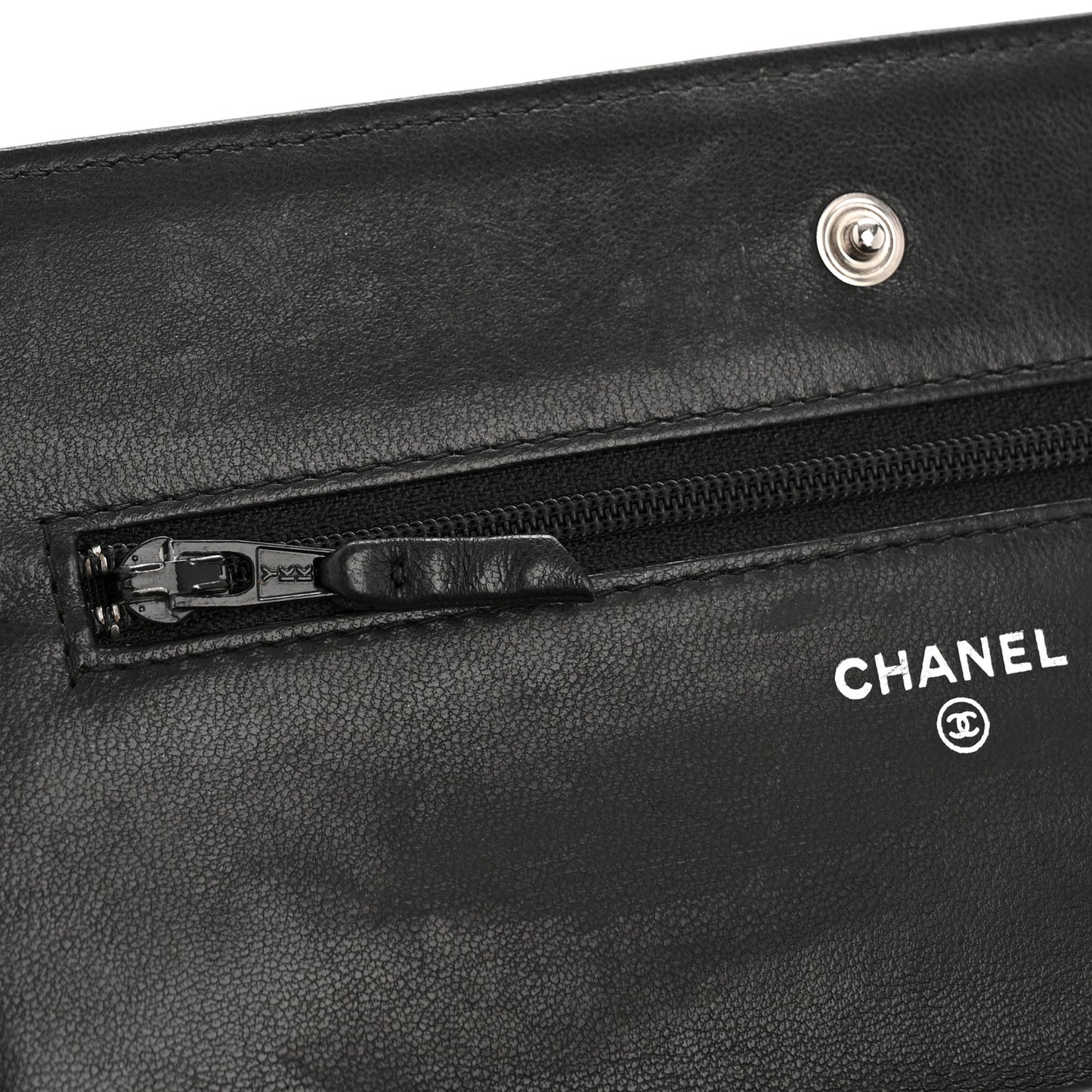 Lambskin Chevron Quilted Wallet On Chain WOC So Black