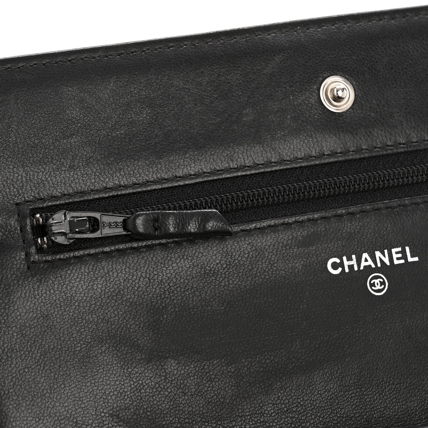 Chanel Lambskin Chevron Quilted Wallet On Chain WOC So Black 13 of 15