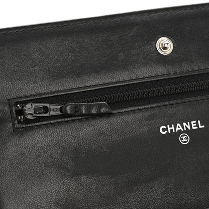 Chanel Lambskin Chevron Quilted Wallet On Chain WOC So Black 13 of 15