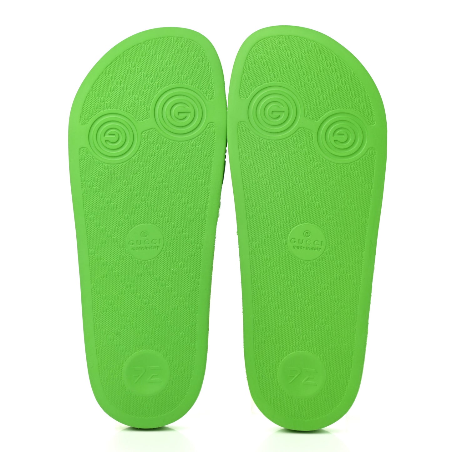 Rubber GG Monogram Perforated Womens Slide Sandals 38 Green