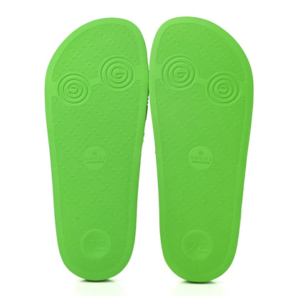 Gucci Rubber GG Monogram Perforated Womens Slide Sandals 38 Green 5 of 8