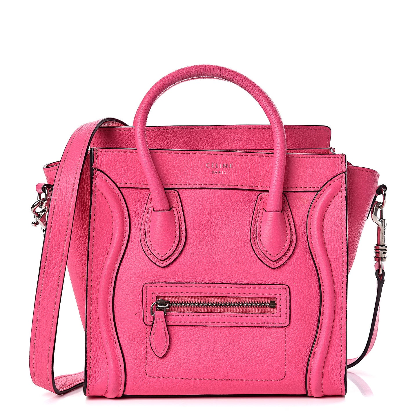 Drummed Calfskin Nano Luggage Fluo Pink