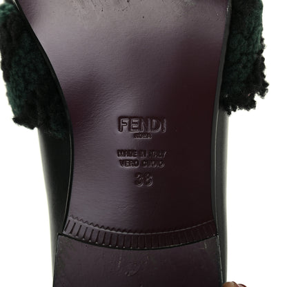 Fendi Vitello Shearling Mink Slip On Loafers 38 Black 6 of 13