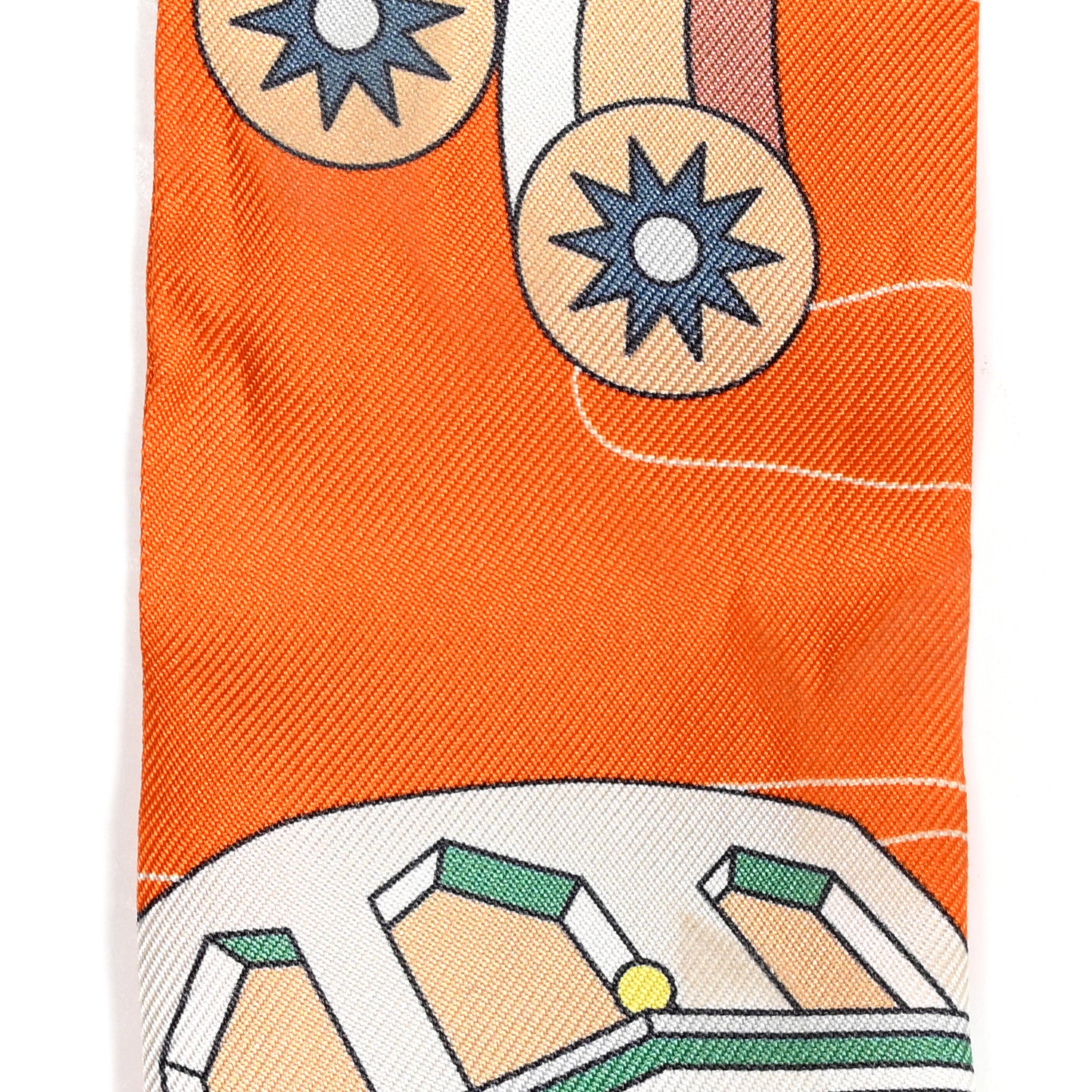 Hermes Silk Odyssey Twilly Orange Vert Jaune 5 of 5