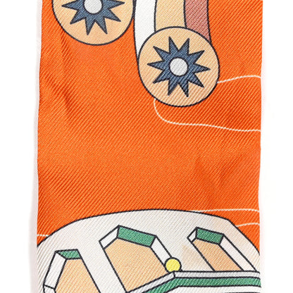 Hermes Silk Odyssey Twilly Orange Vert Jaune 5 of 5