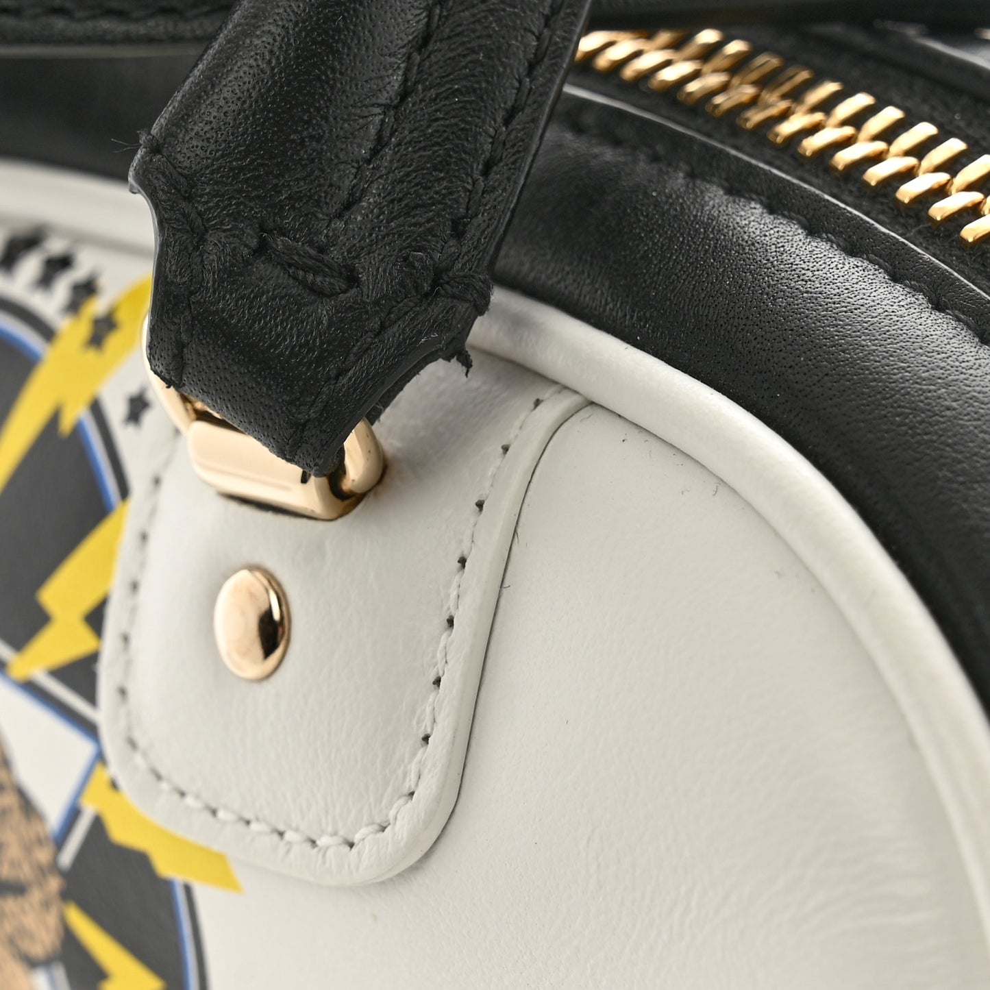 Calfskin Animal Print Micro Dior Vibe Zip Bowling Bag White Multicolor