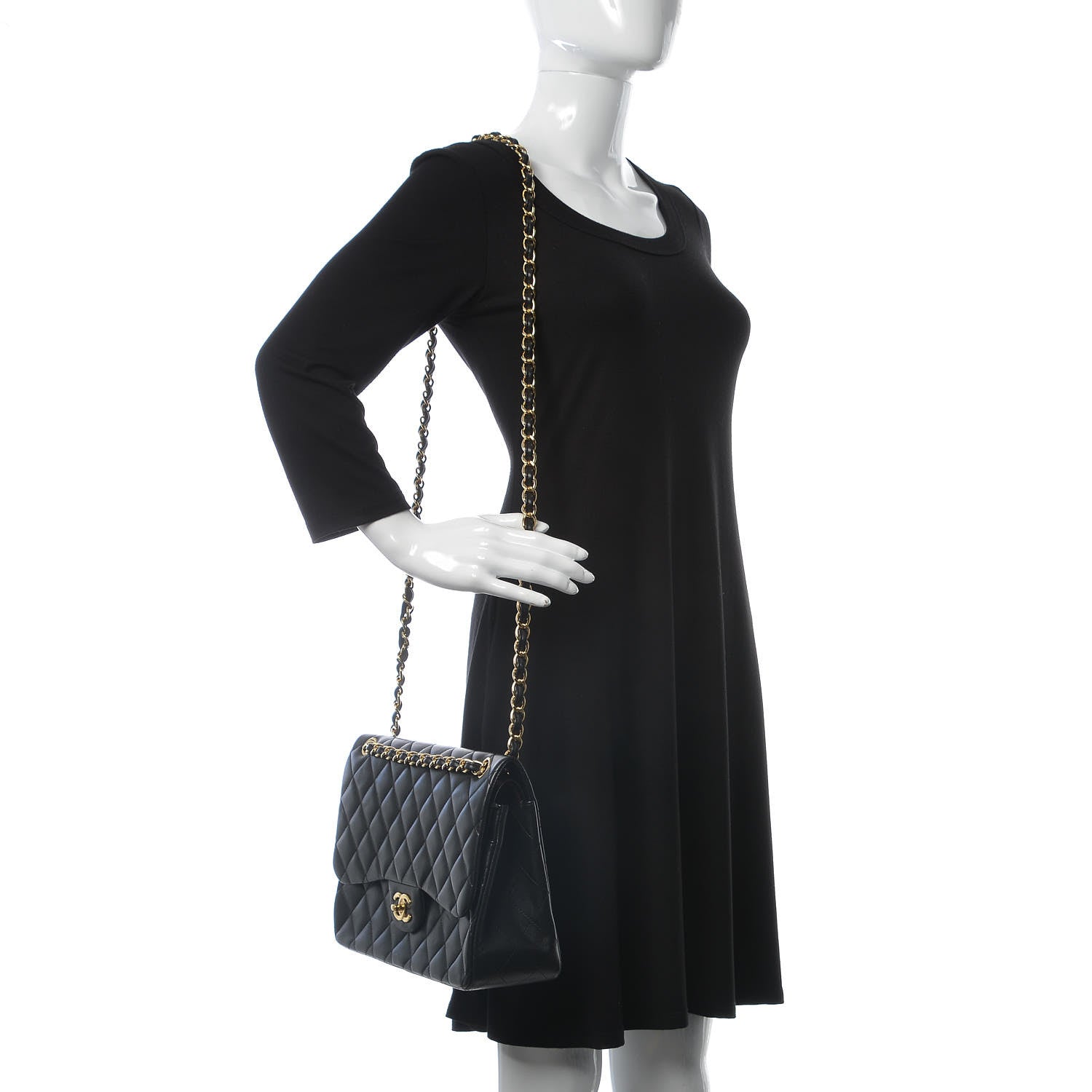 Chanel Lambskin Quilted Jumbo Double Flap Black 1 of 10