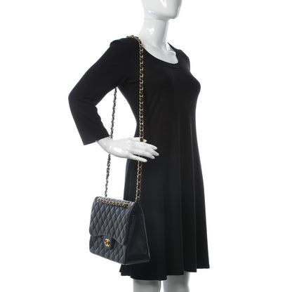 Chanel Lambskin Quilted Jumbo Double Flap Black 1 of 10