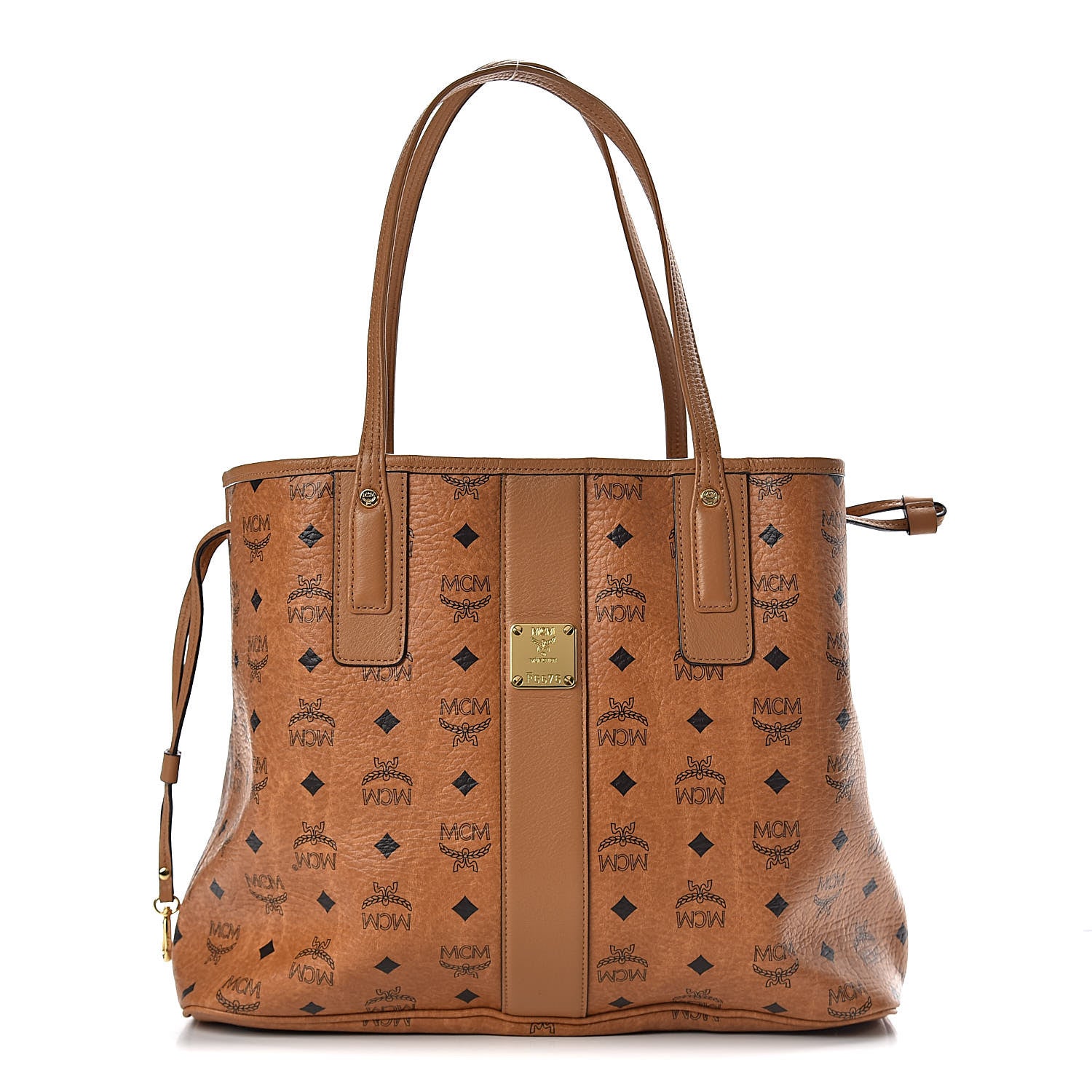 MCM Visetos Medium Liz Reversible Shopper Tote Cognac 4 of 13