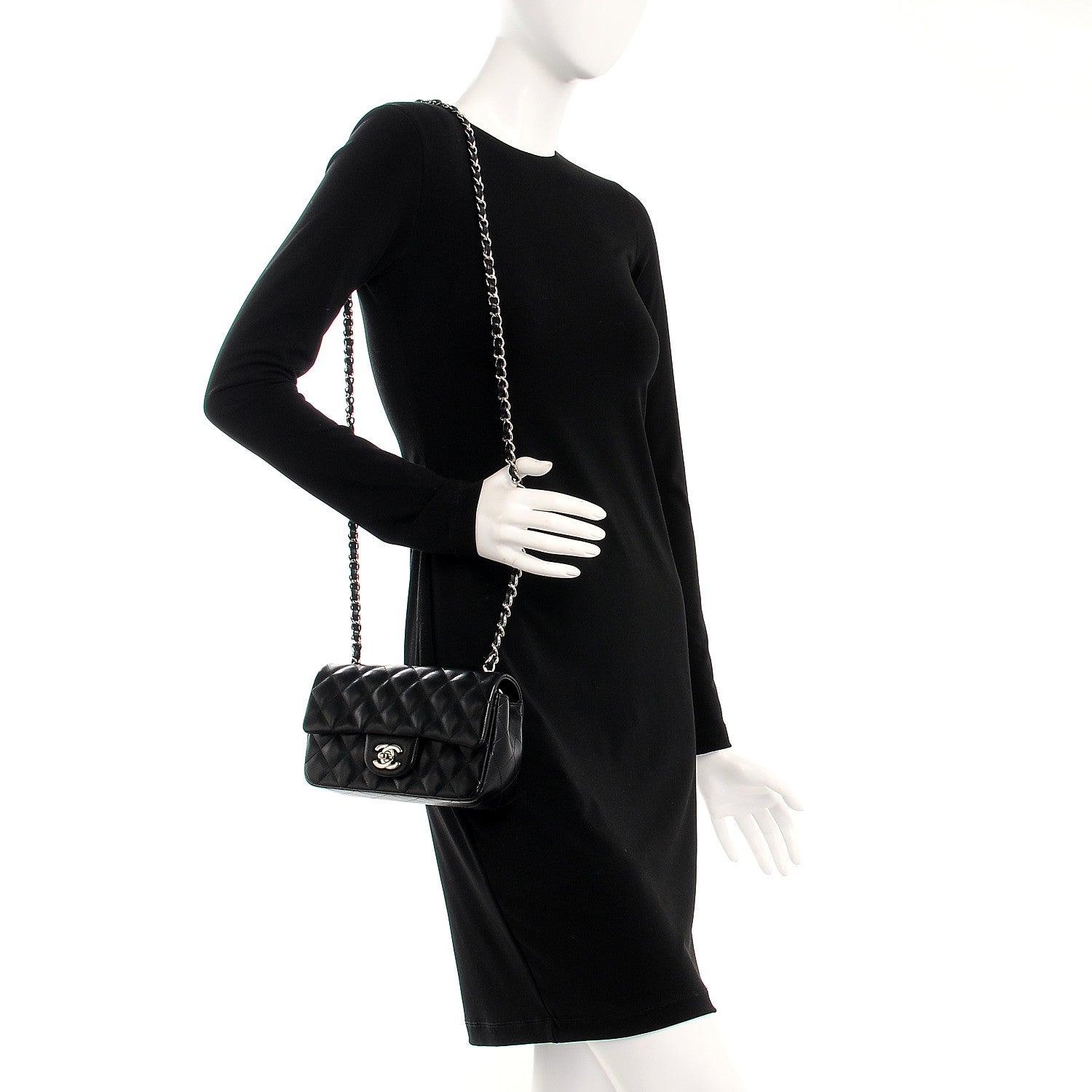 Chanel Lambskin Quilted Mini Rectangular Flap Black 2 of 7