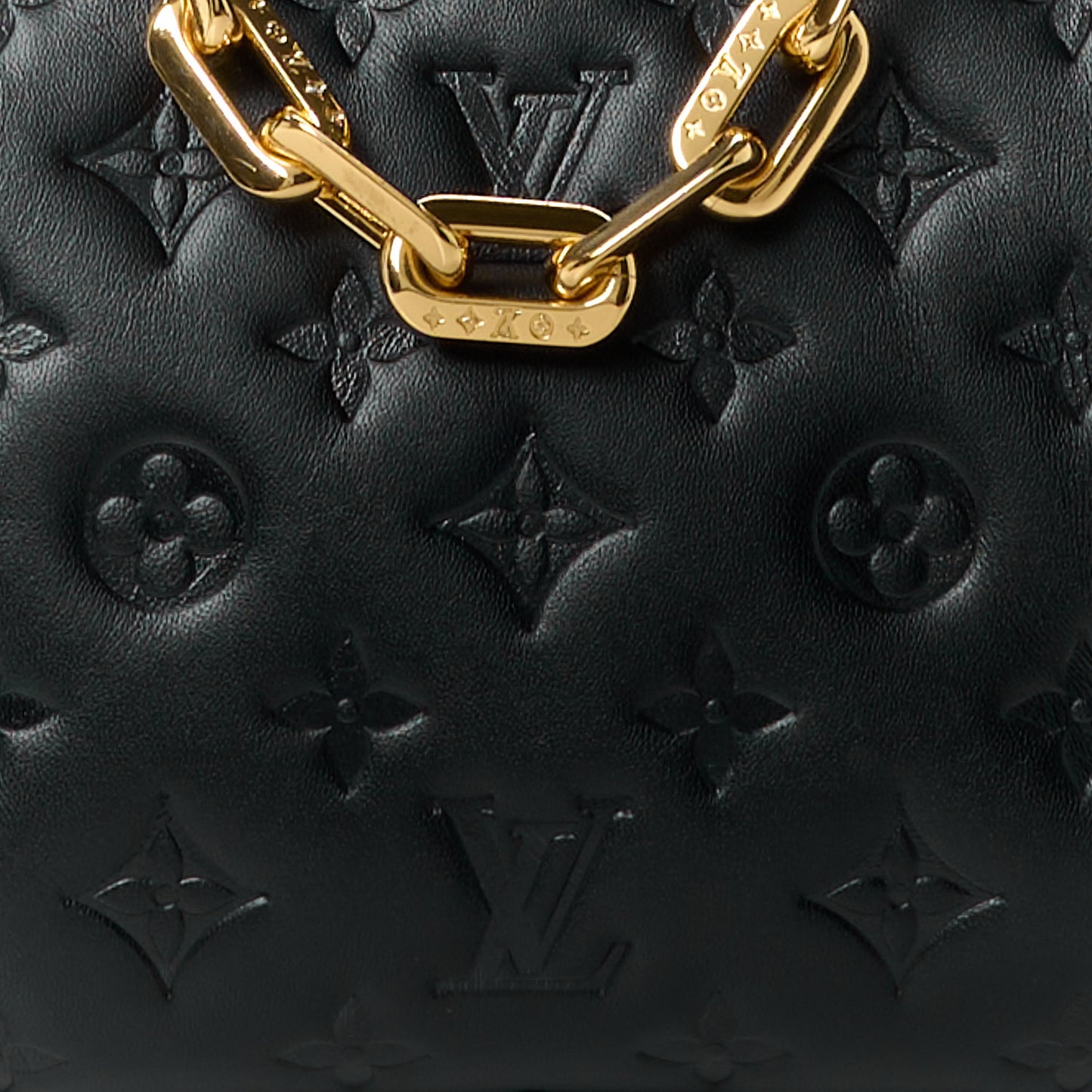 Lambskin Embossed Monogram Coussin PM Black