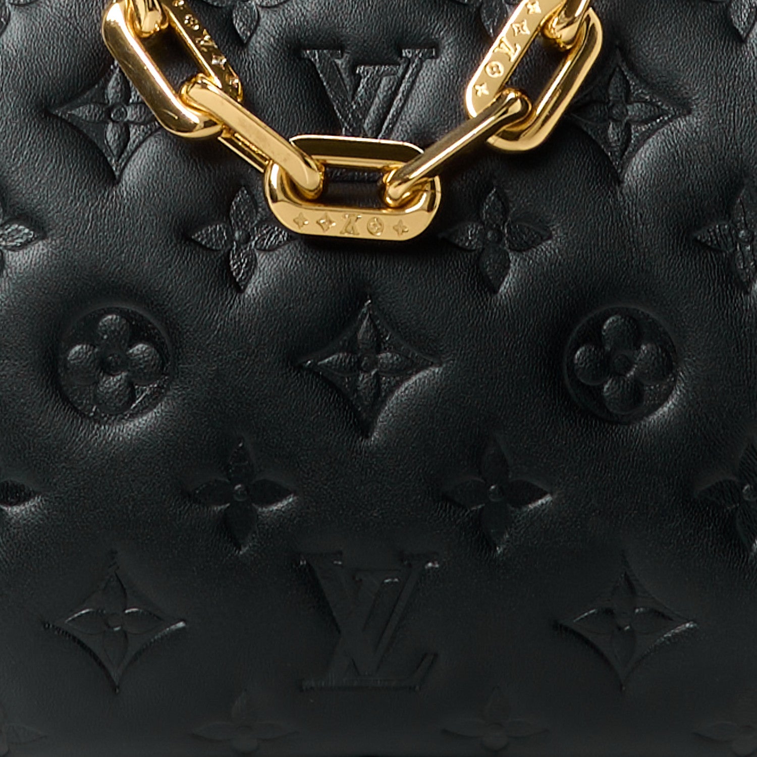 Louis Vuitton Lambskin Embossed Monogram Coussin PM Black 9 of 11