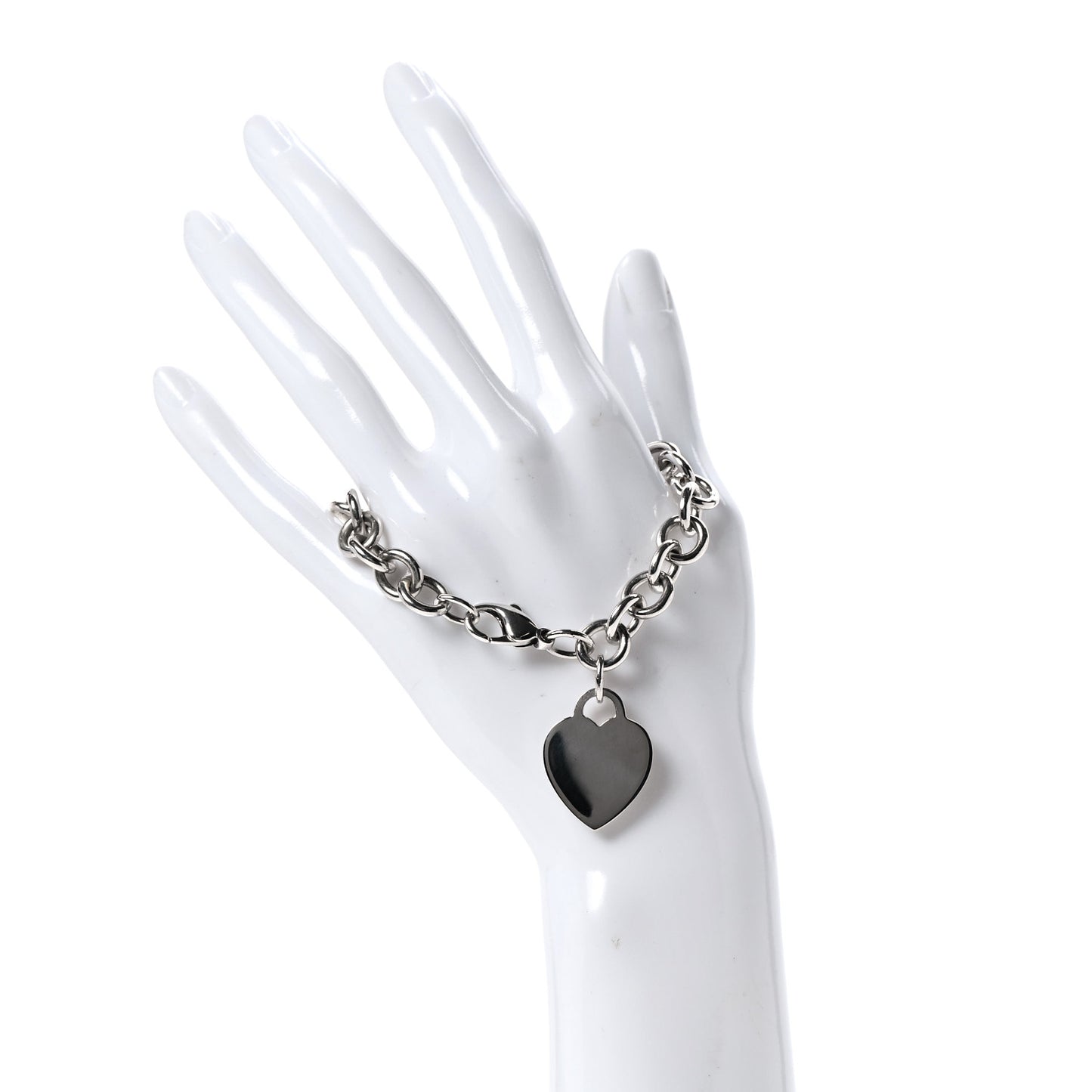 Sterling Silver Heart Tag Charm Bracelet