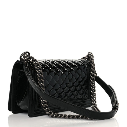 Chanel Patent Calfskin Quilted Medium Boy Flap Black 2 of 9