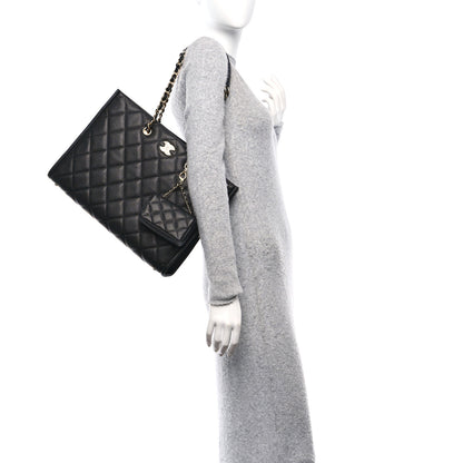Chanel Caviar Quilted Chain Large Shopping Tote With Coin Purse Black 2 of 10