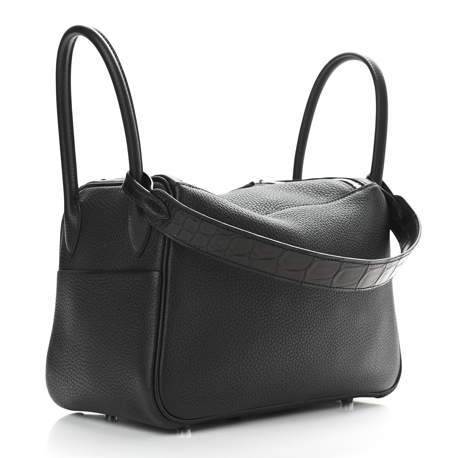 Hermes Taurillon Clemence Matte Niloticus Crocodile Touch Lindy 26 Black 3 of 9