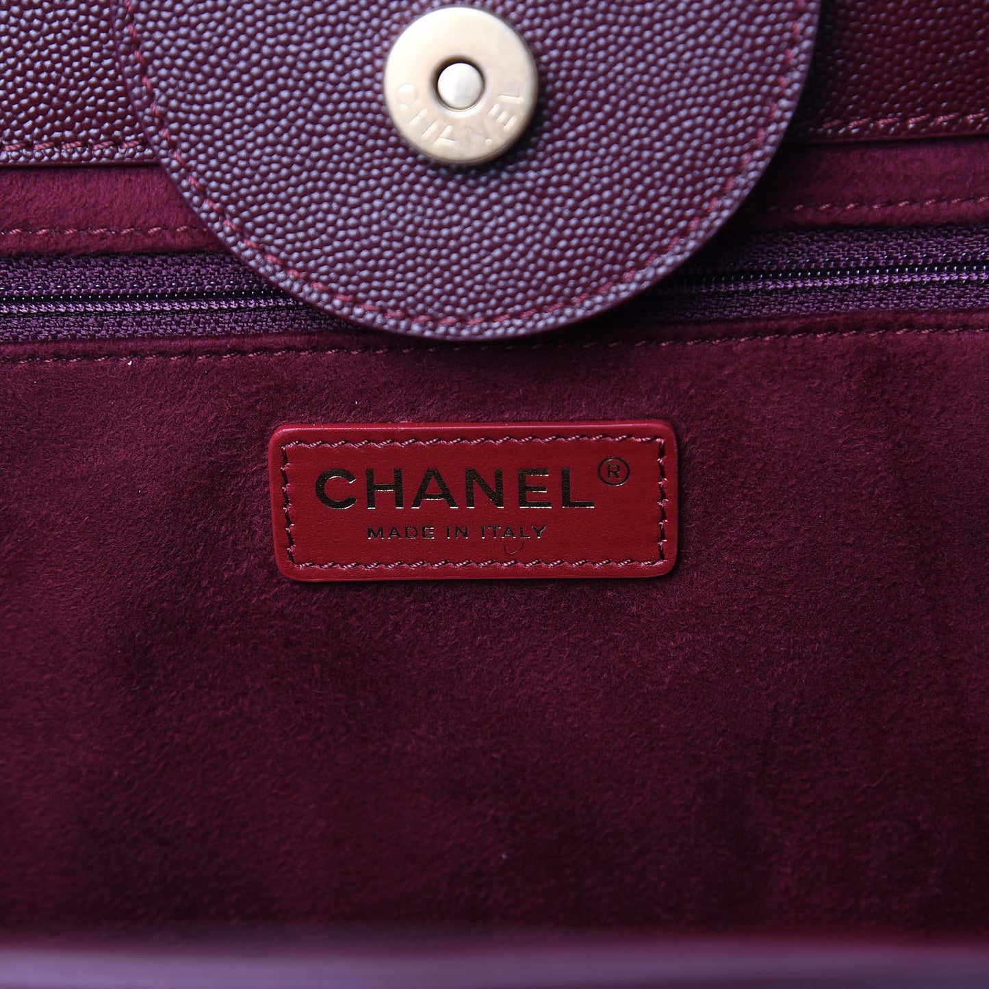 Caviar Small Studded Deauville Tote Burgundy