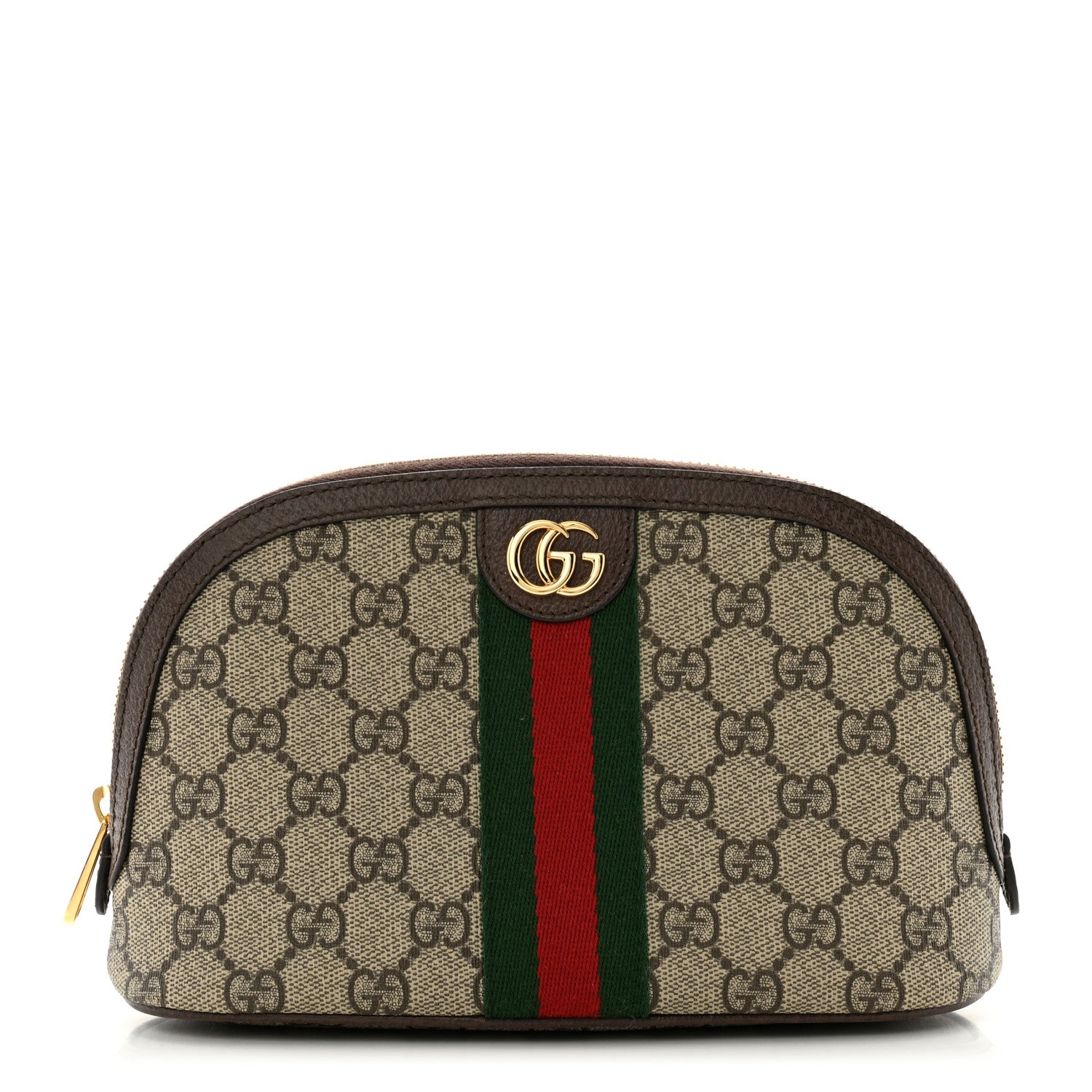 Gucci GG Supreme Monogram Textured Calfskin Web Large Ophidia Cosmetic Case Beige Ebony New Acero 1 of 7