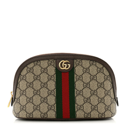 Gucci GG Supreme Monogram Textured Calfskin Web Large Ophidia Cosmetic Case Beige Ebony New Acero 1 of 7