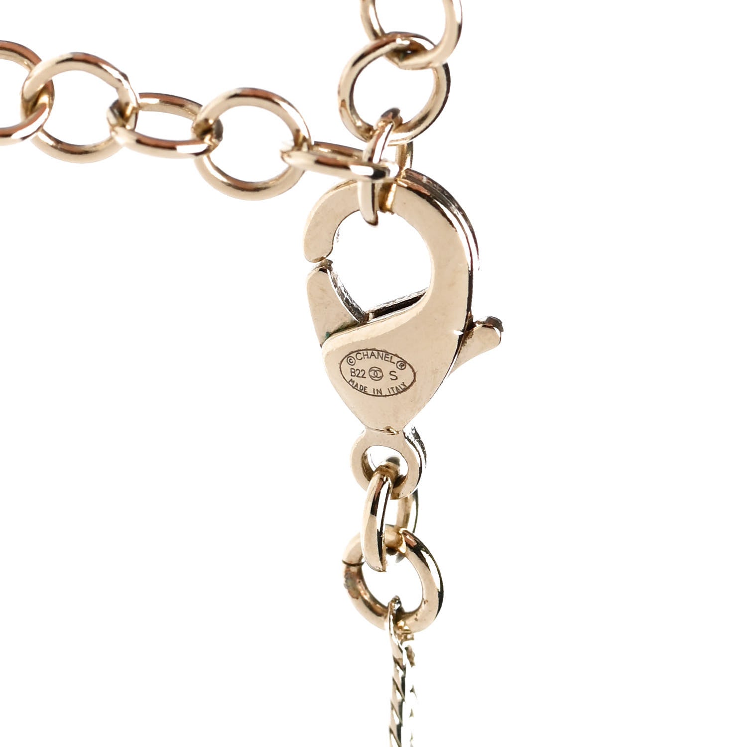 Chanel Crystal Textured CC Pendant Necklace Gold 6 of 7