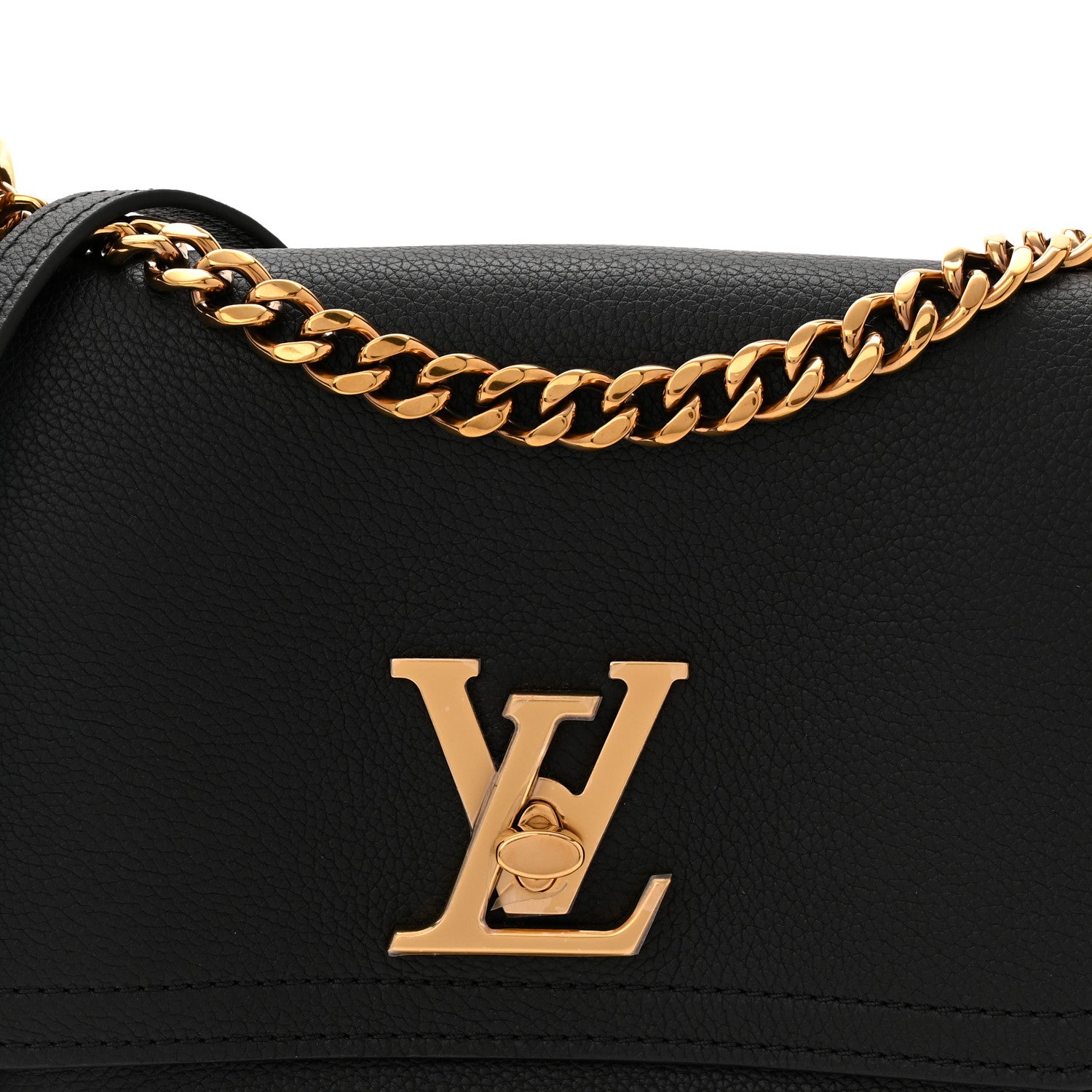 Louis Vuitton Grained Calfskin Lockme Chain Bag PM Black 7 of 10