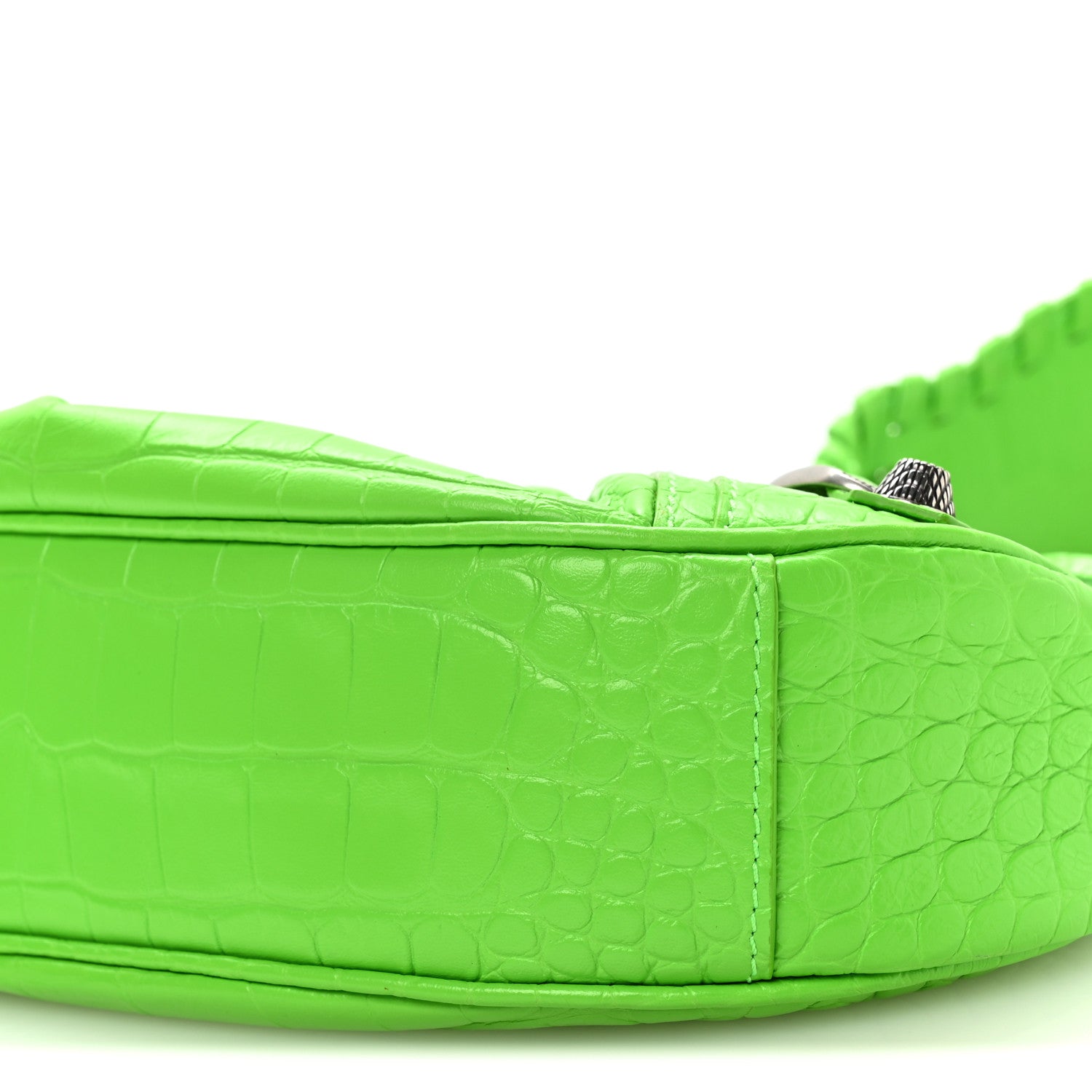 Balenciaga Extra Supple Calfskin Crocodile Embossed Le Cagole Shoulder Bag XS Acid Green 11 of 11