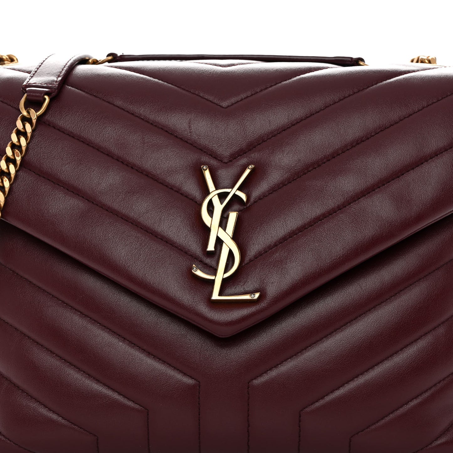 Calfskin Y Quilted Monogram Medium Loulou Chain Satchel Rouge Legion