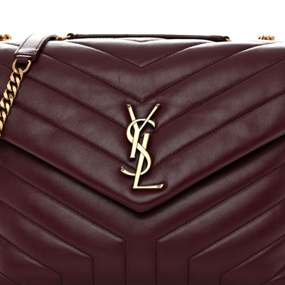 Saint Laurent Calfskin Y Quilted Monogram Medium Loulou Chain Satchel Rouge Legion 8 of 11