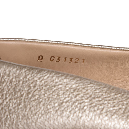 Chanel Metallic Goatskin Grosgrain Cap Toe Ballerina Flats 37 Gold Black 11 of 12