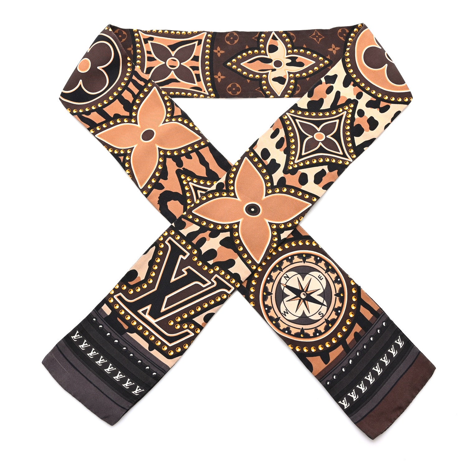Louis Vuitton Silk Monogram LV World Bandeau Brown 1 of 4