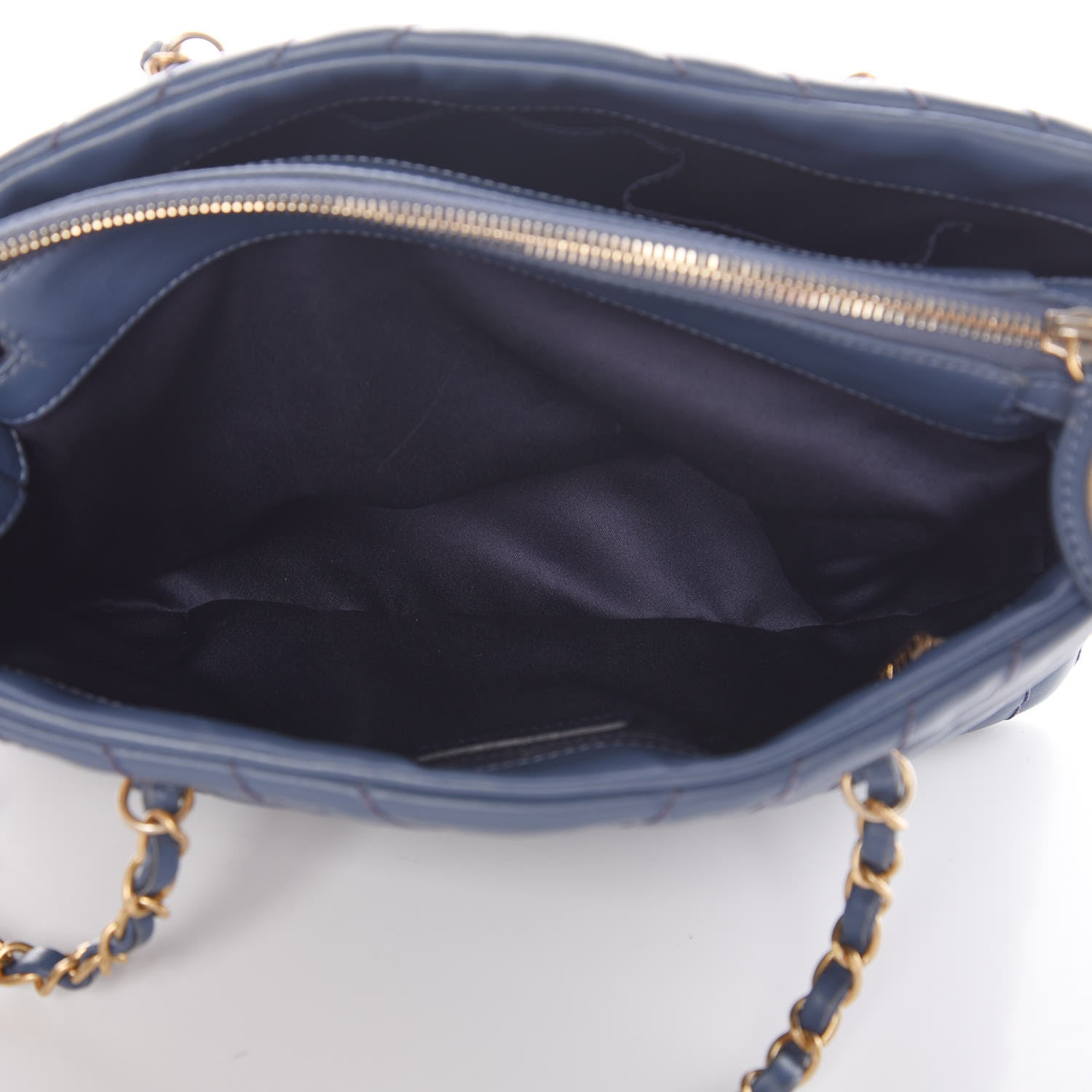 Chanel Calfskin Chevron Quilted Surpique Tote Blue 5 of 10