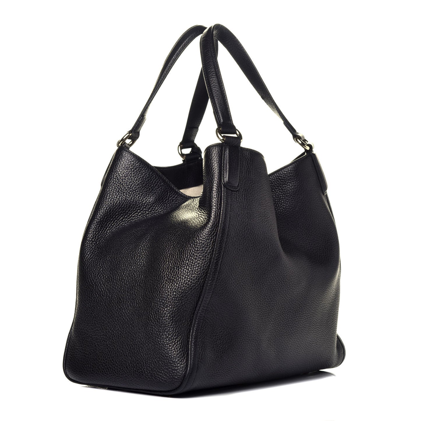 Pebbled Calfskin Medium Soho Shoulder Bag Black