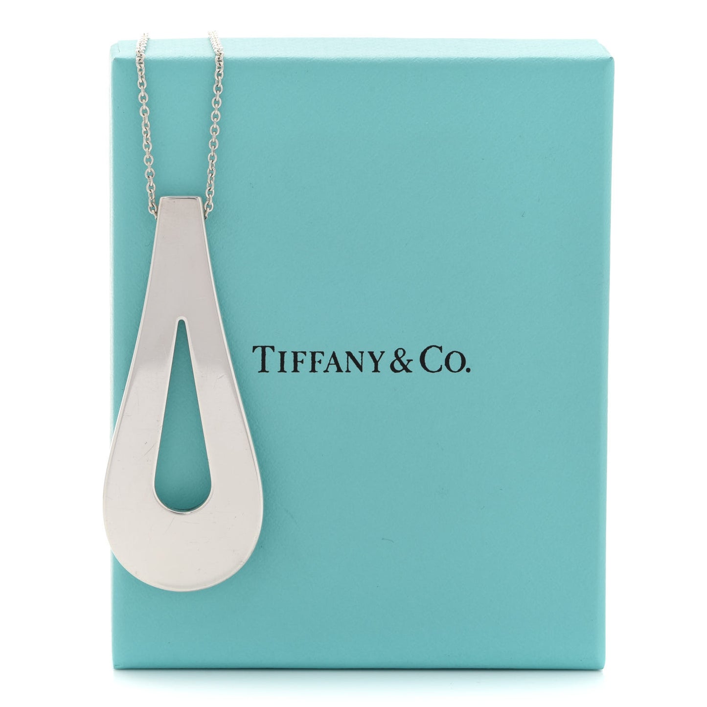 Sterling Silver Blue Sapphire Large Loop Pendant Necklace