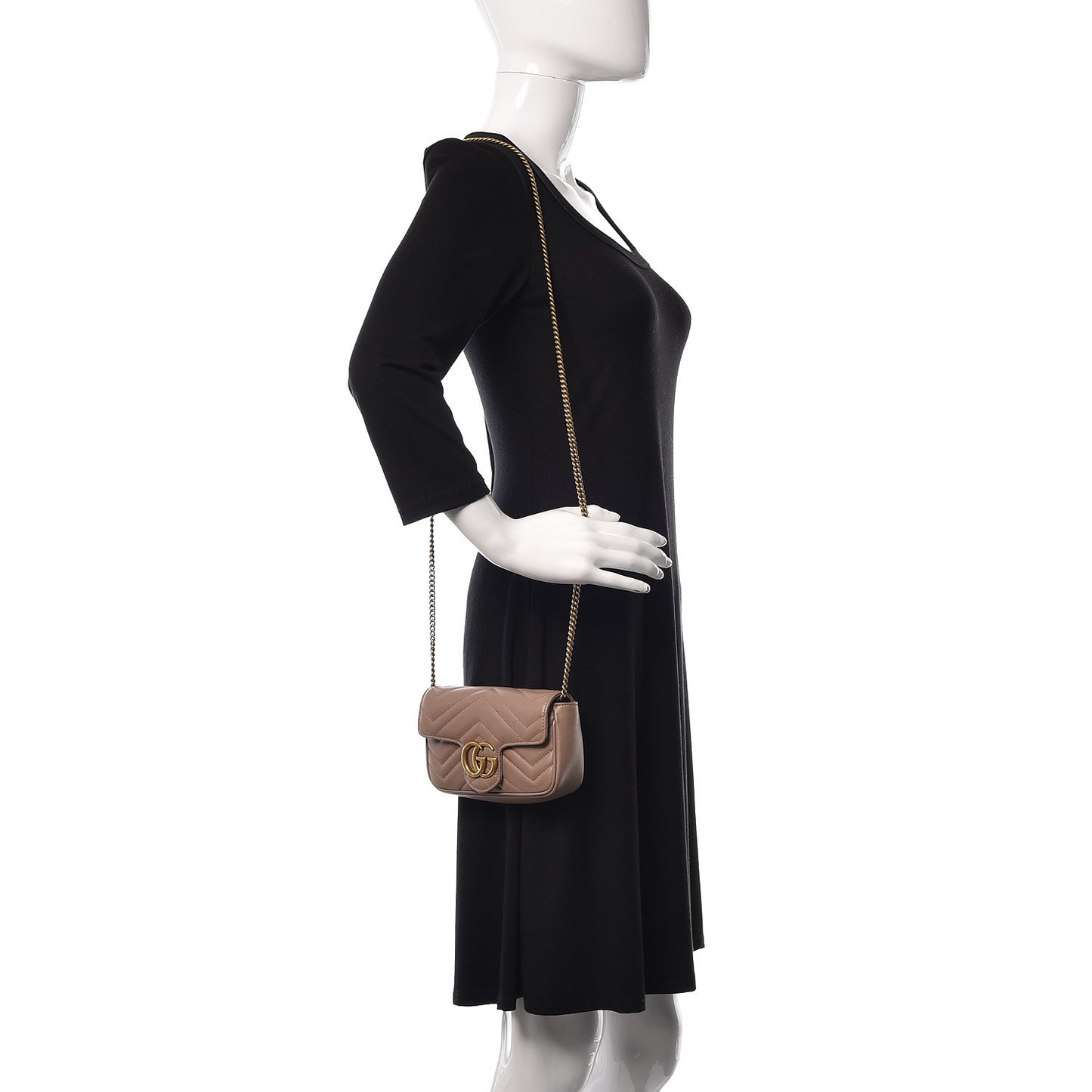 Calfskin Matelasse Super Mini GG Marmont Shoulder Bag Porcelain Rose