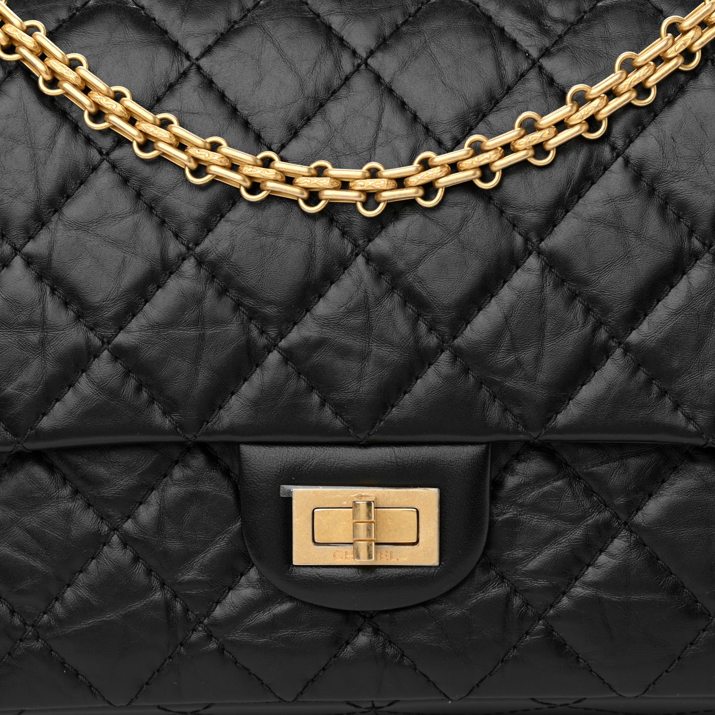 Aged Calfskin Quilted 2.55 Reissue 226 Flap Black