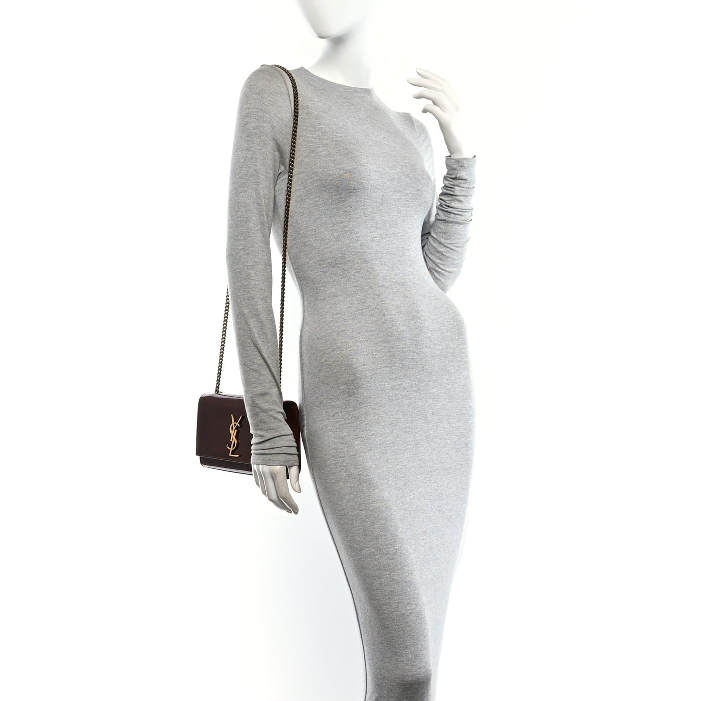 Patent Small Monogram Kate Satchel Chataigne