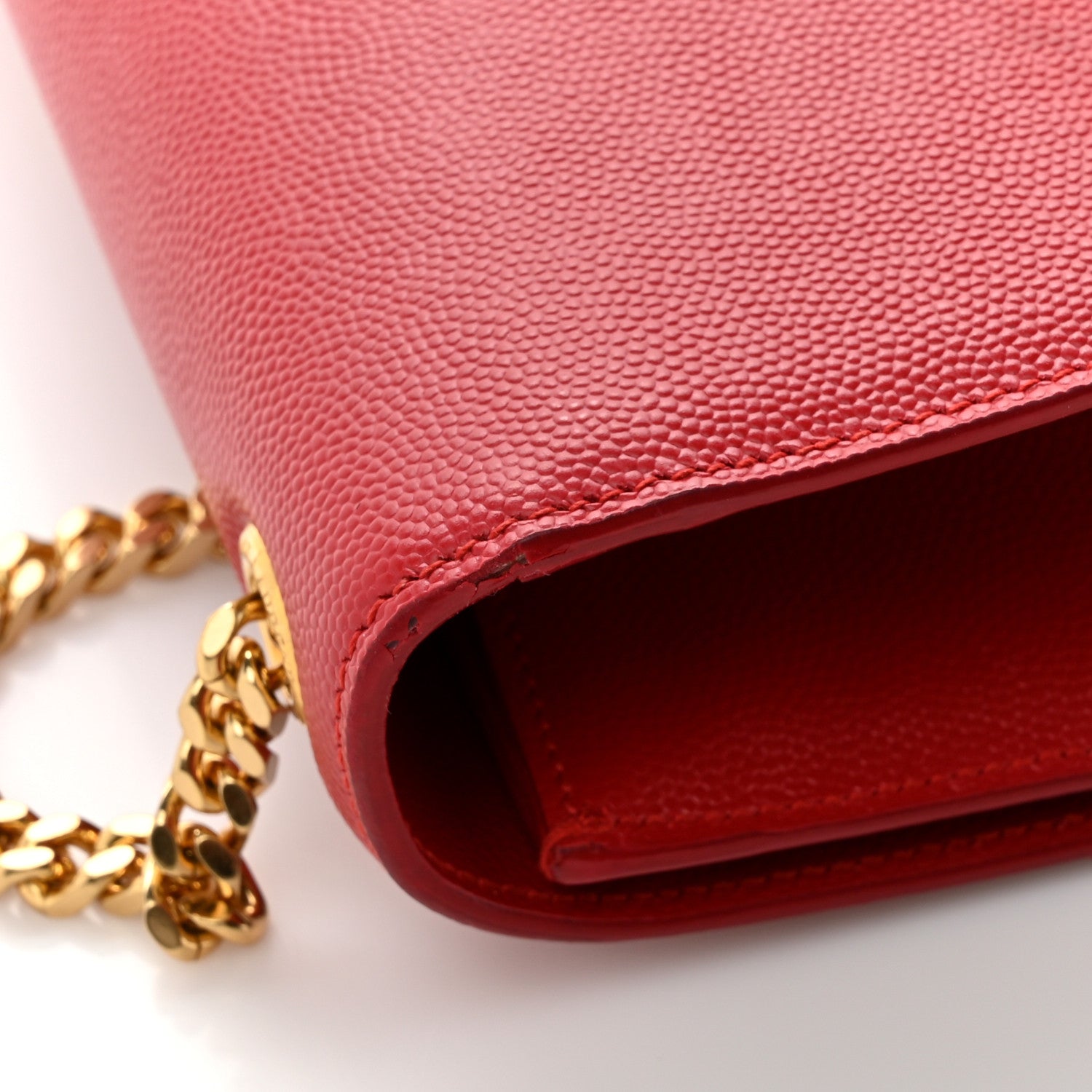 Saint Laurent Grain De Poudre Medium Monogram Kate Satchel Red 18 of 18