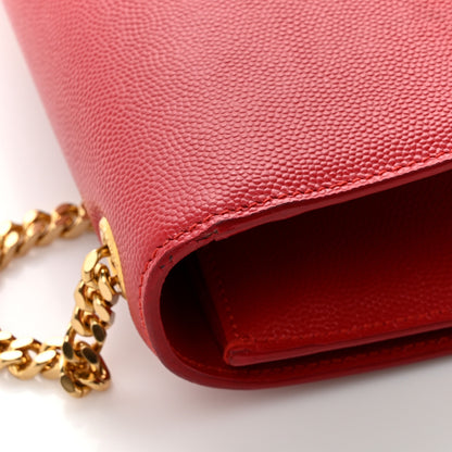 Saint Laurent Grain De Poudre Medium Monogram Kate Satchel Red 18 of 18
