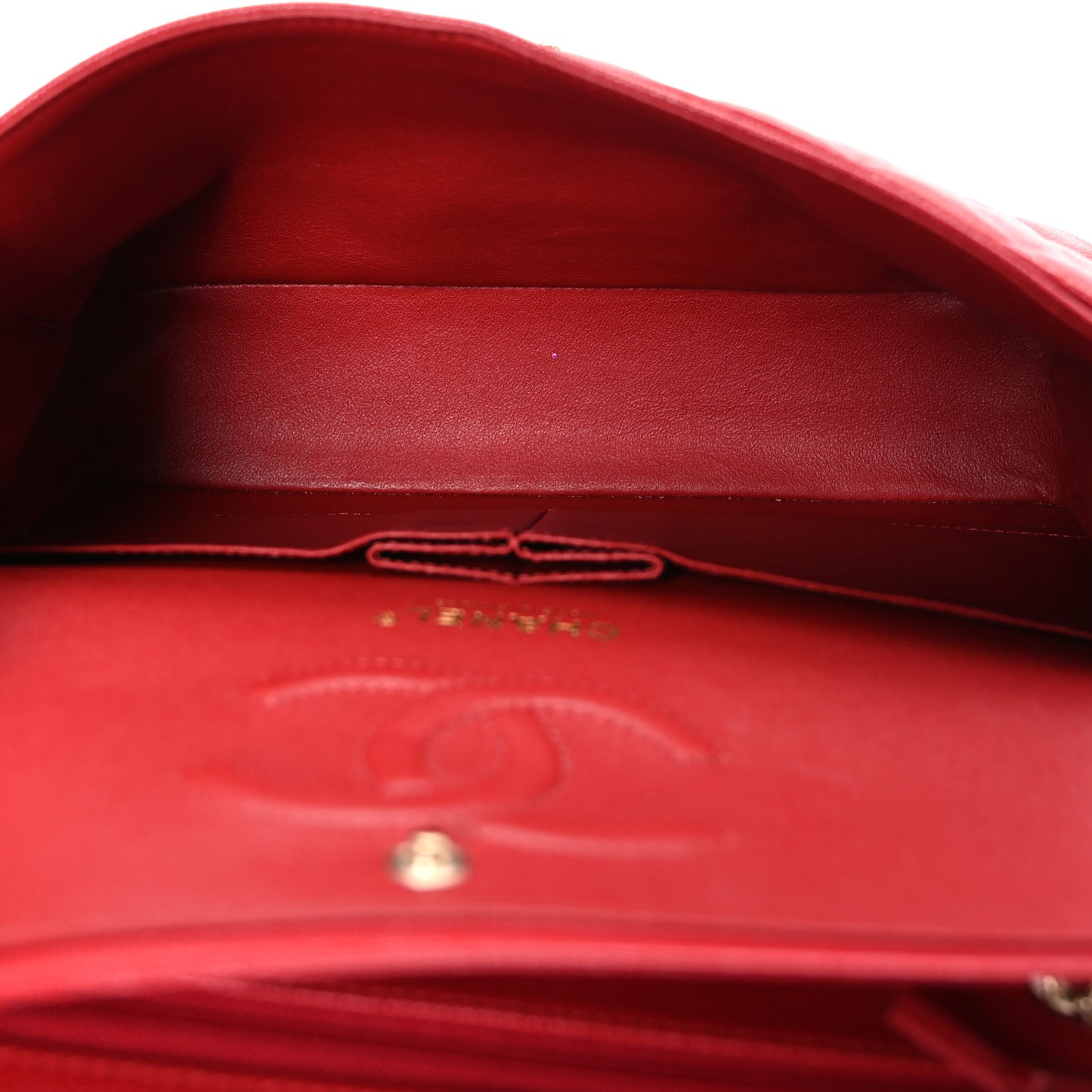 Caviar Quilted Medium Double Flap Red