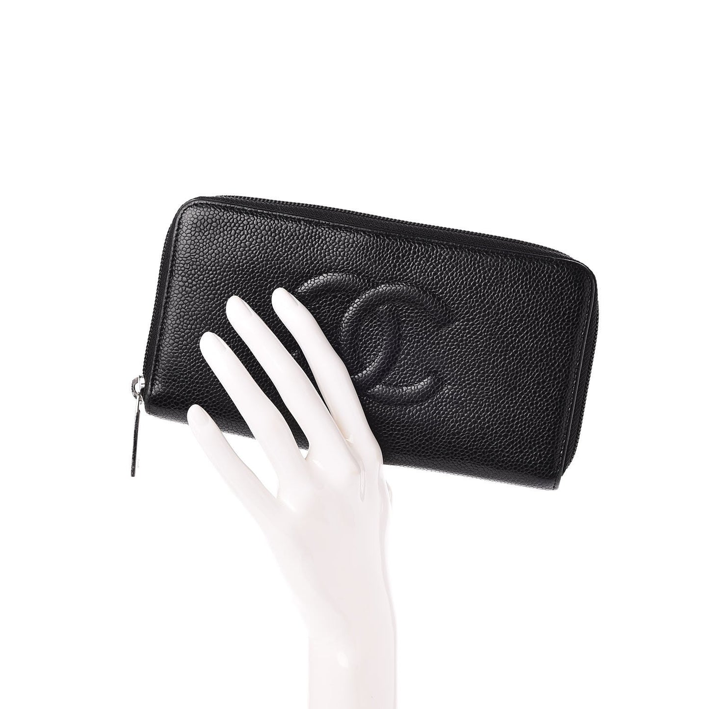 Caviar Large Timeless CC Zip Around Wallet Black