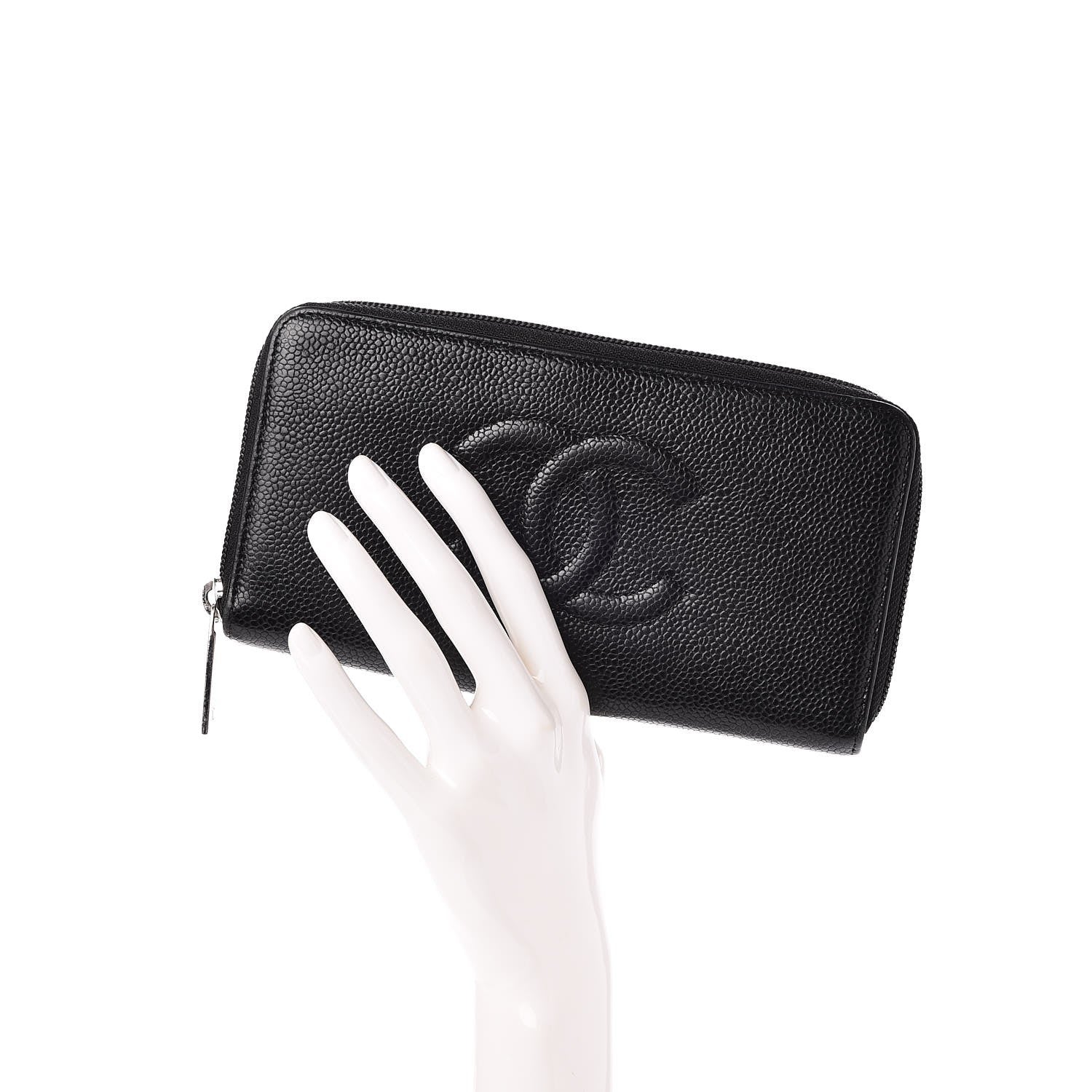 Chanel Caviar Large Timeless CC Zip Around Wallet Black 2 of 9