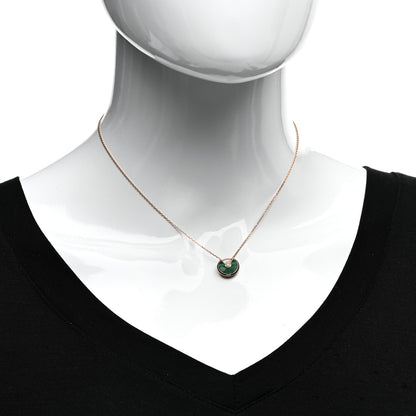 Cartier 18K Pink Gold Diamond Malachite XS Amulette de Cartier Pendant Necklace 2 of 5