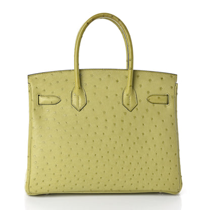 Hermes Ostrich Birkin 30 Vert Anis 4 of 29