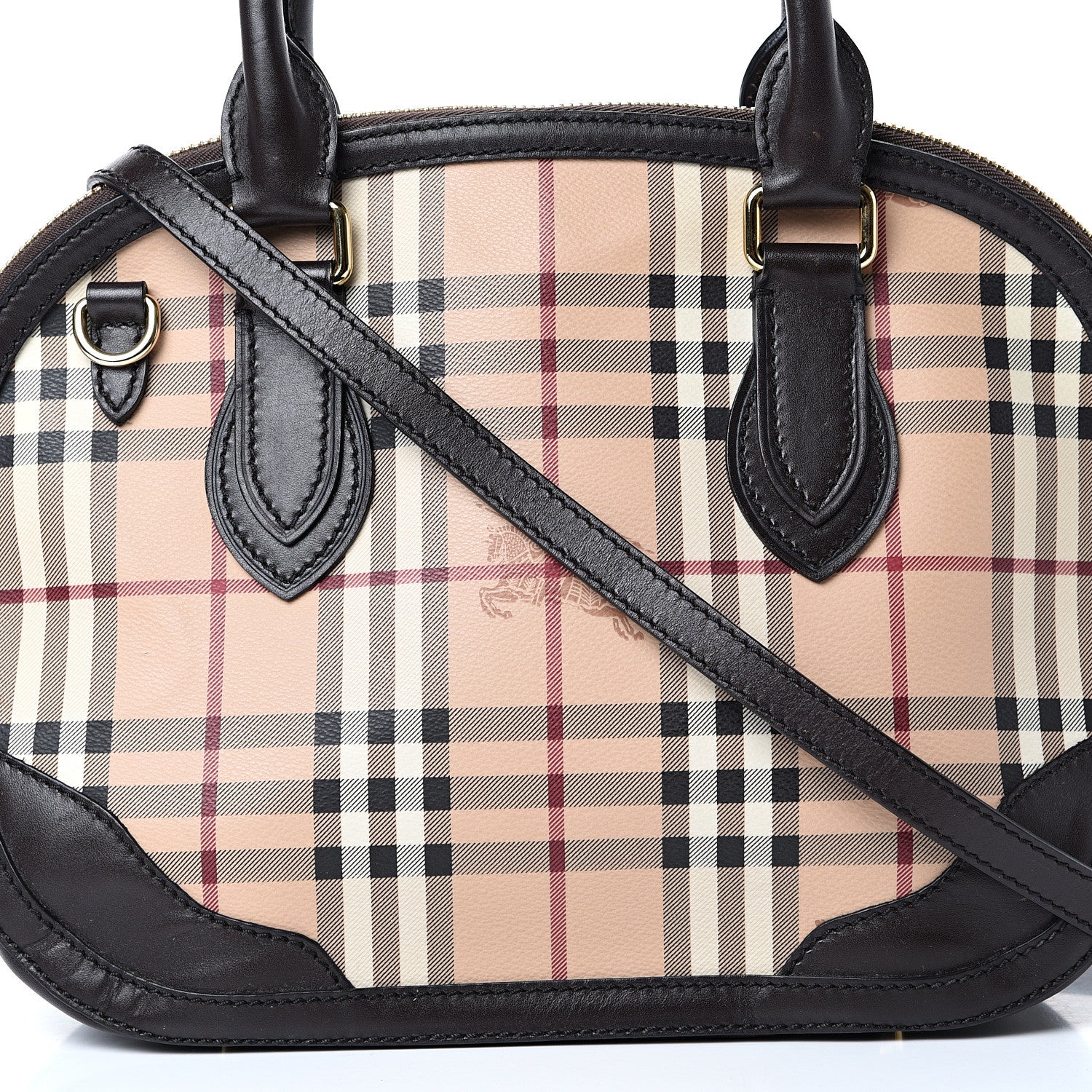 Burberry Haymarket Check Small Orchard Bowling Bag Chocolate 8 of 18