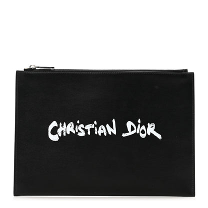 Christian Dior Calfskin Homme Zip Flat Pouch Black 1 of 6